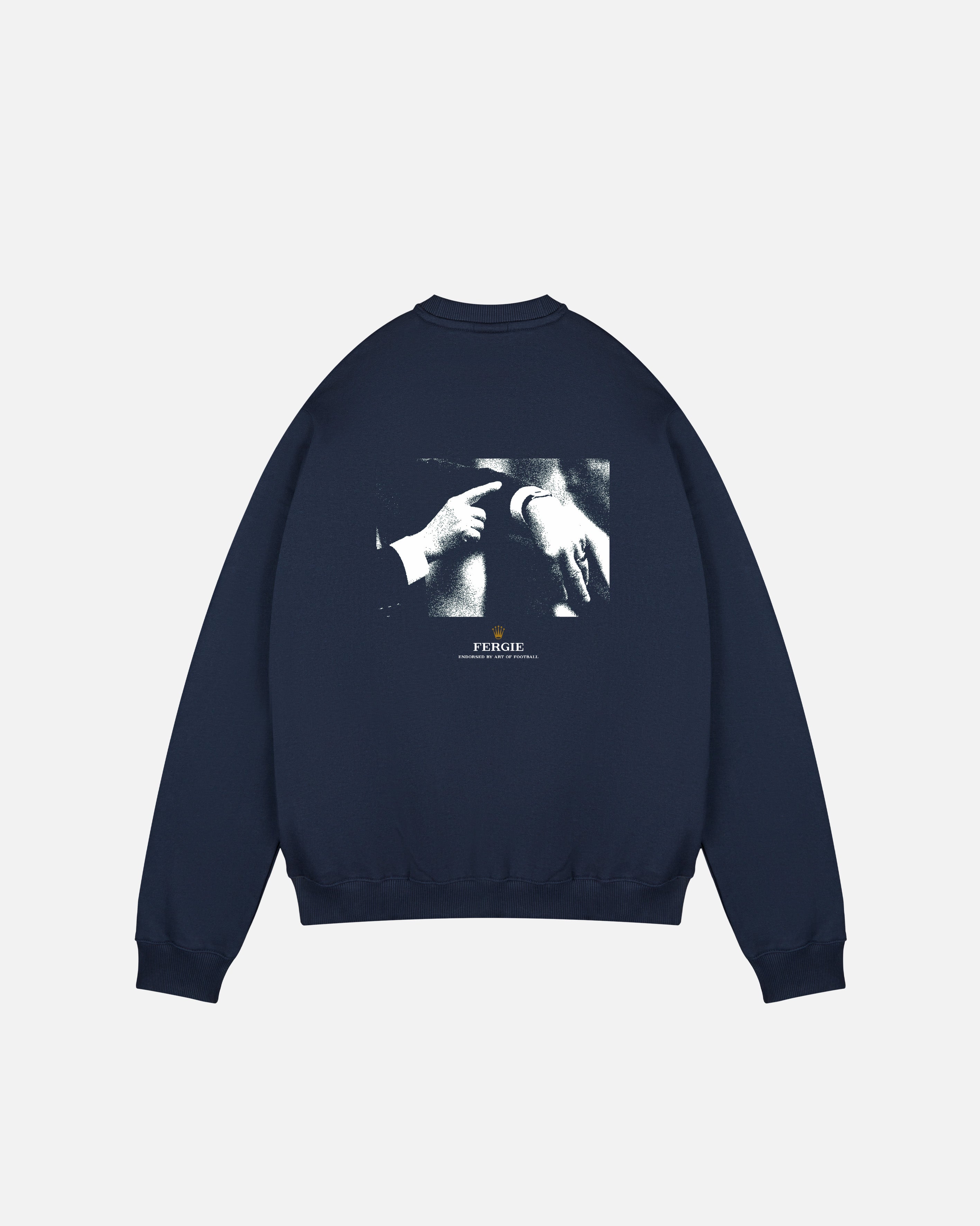 ART OF Fergie Time Navy Sweat | MUFC Graphic Football Top