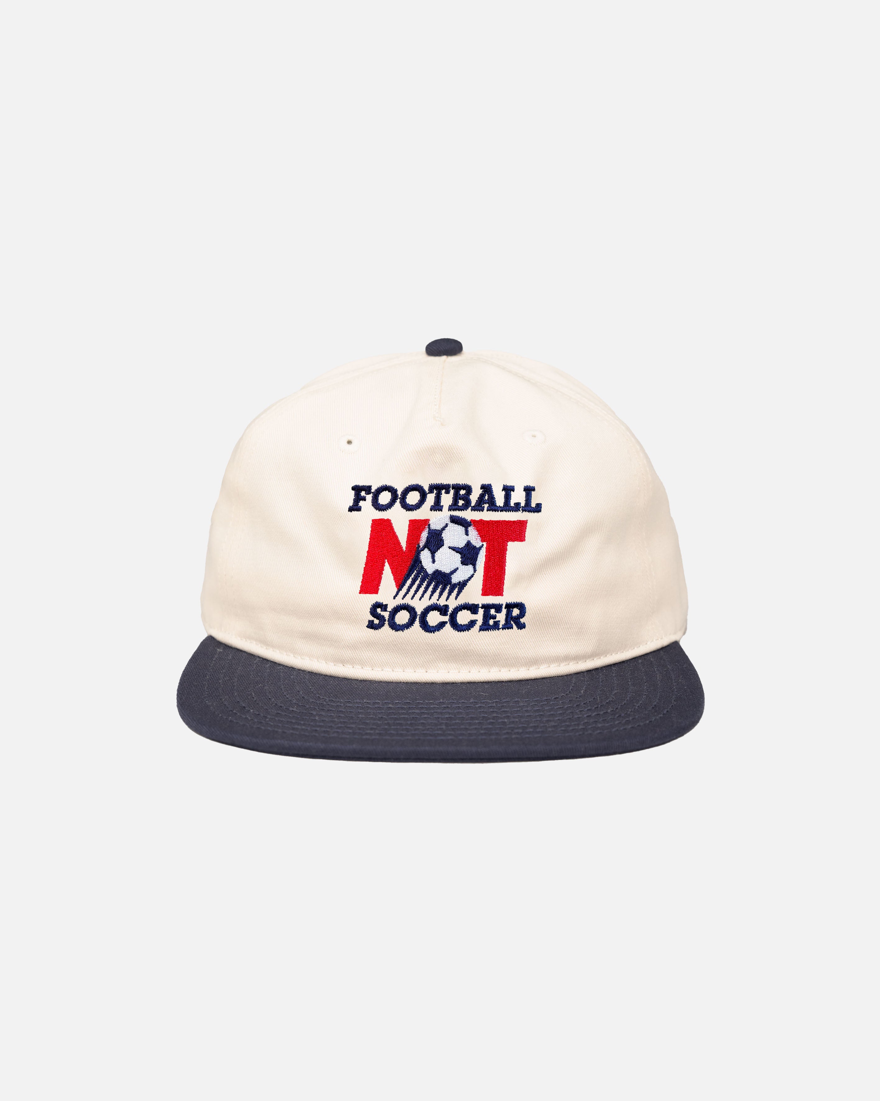 ART OF Football Not Soccer Cap | White & Navy Embroidered Hat