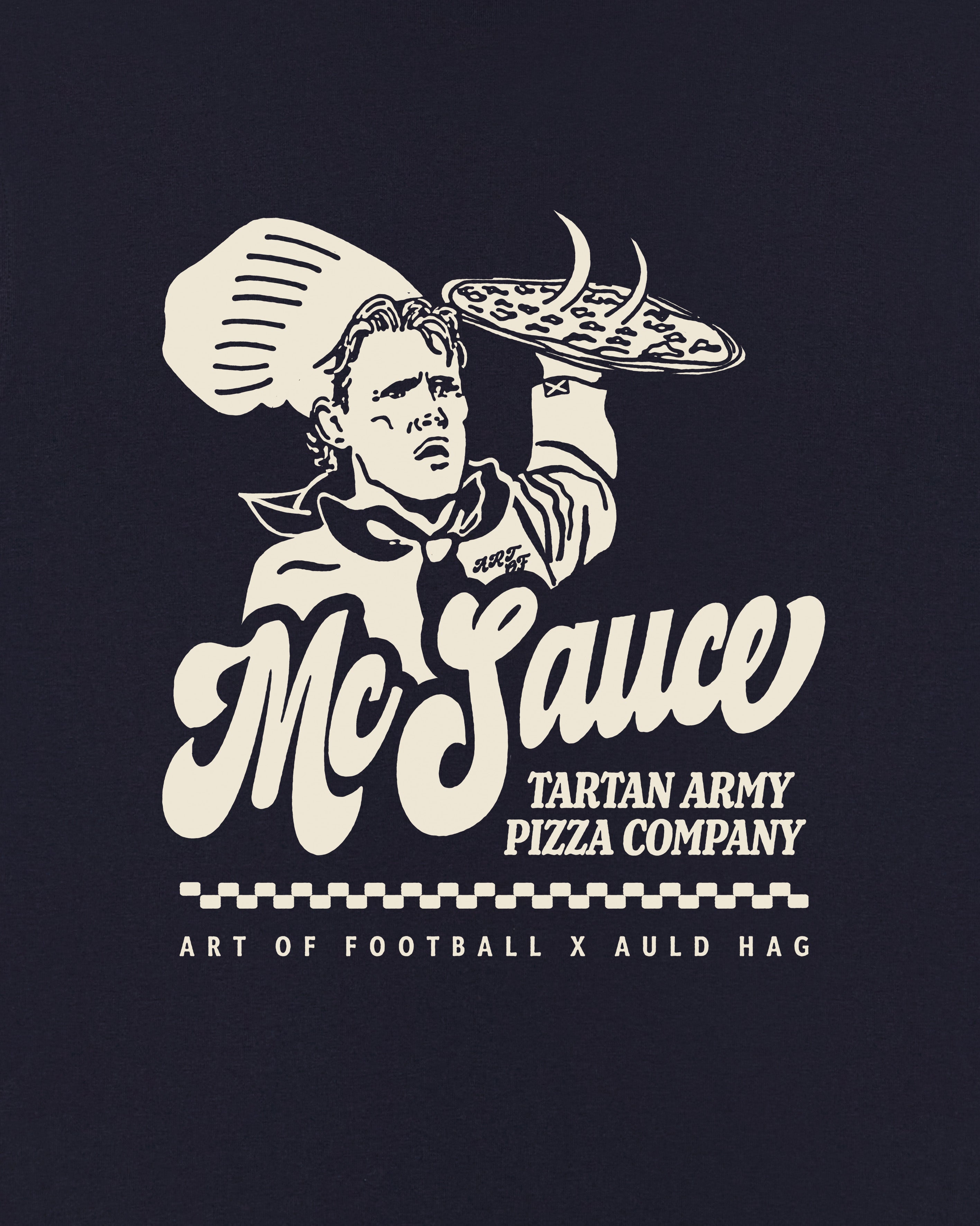 ART OF McSauce Pizza Co Tee | Scotland Navy Graphic Football T-shirt