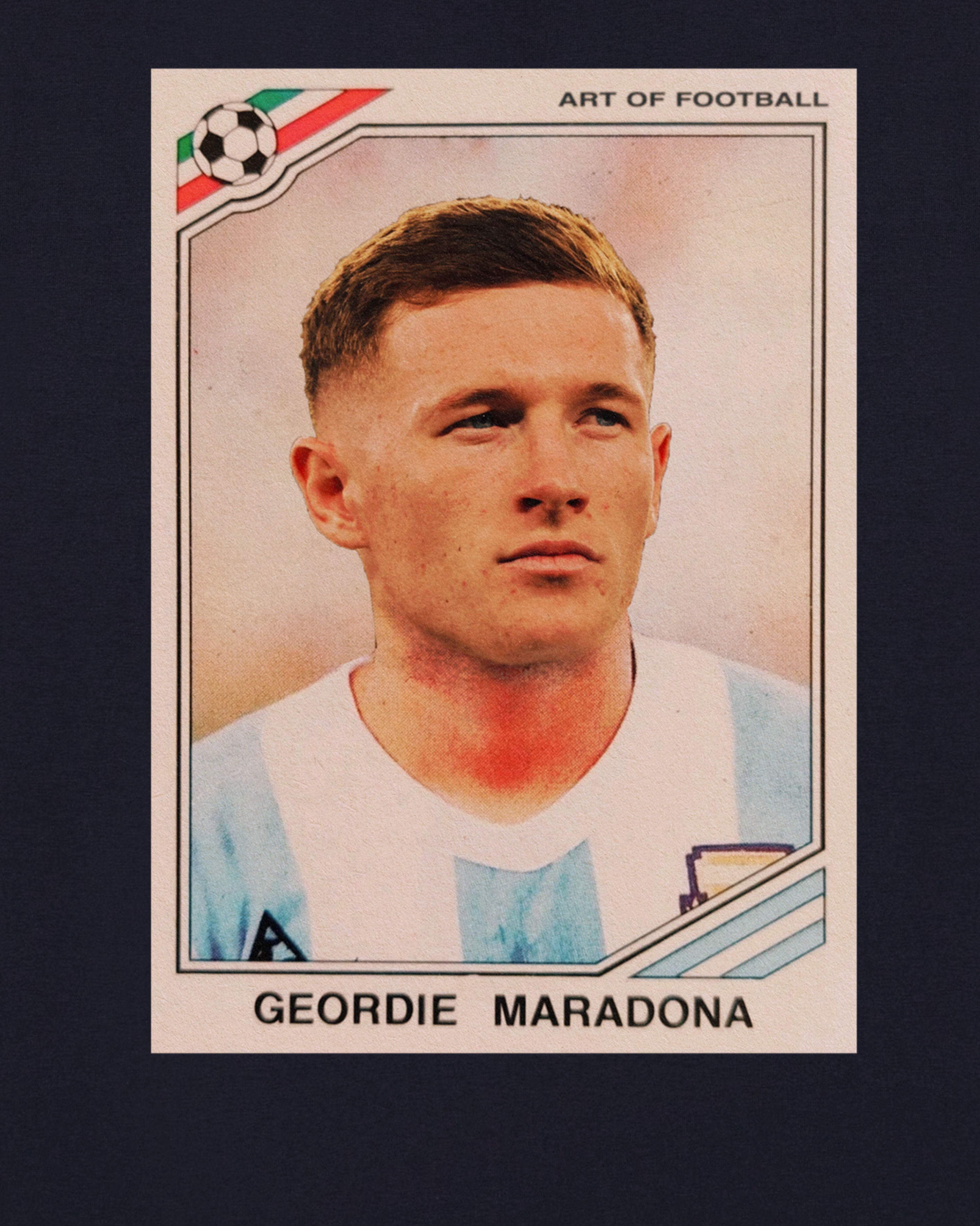 ART OF Geordie Maradona Tee | England Navy Graphic Football T-shirt