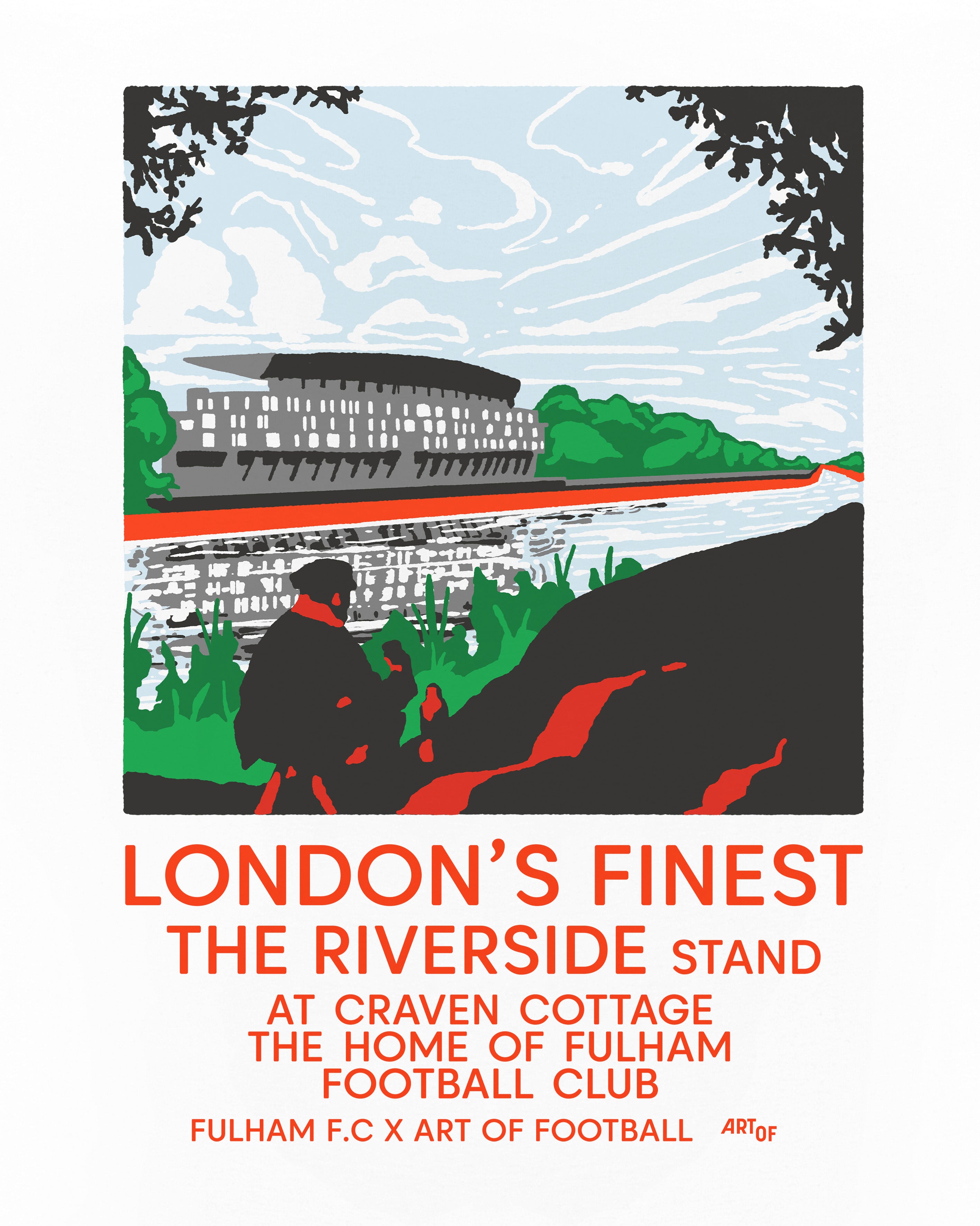 ART OF x Fulham Riverside Stand Tee | White Graphic Football T-shirt